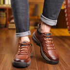 Baskets homme en cuir, semelle rembourrée, marron ou noir