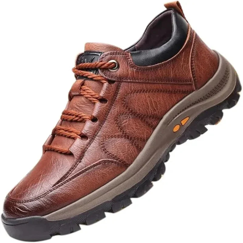 Baskets homme en cuir, semelle rembourrée, marron ou noir, marron