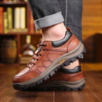 Baskets homme en cuir, semelle rembourrée, marron ou noir