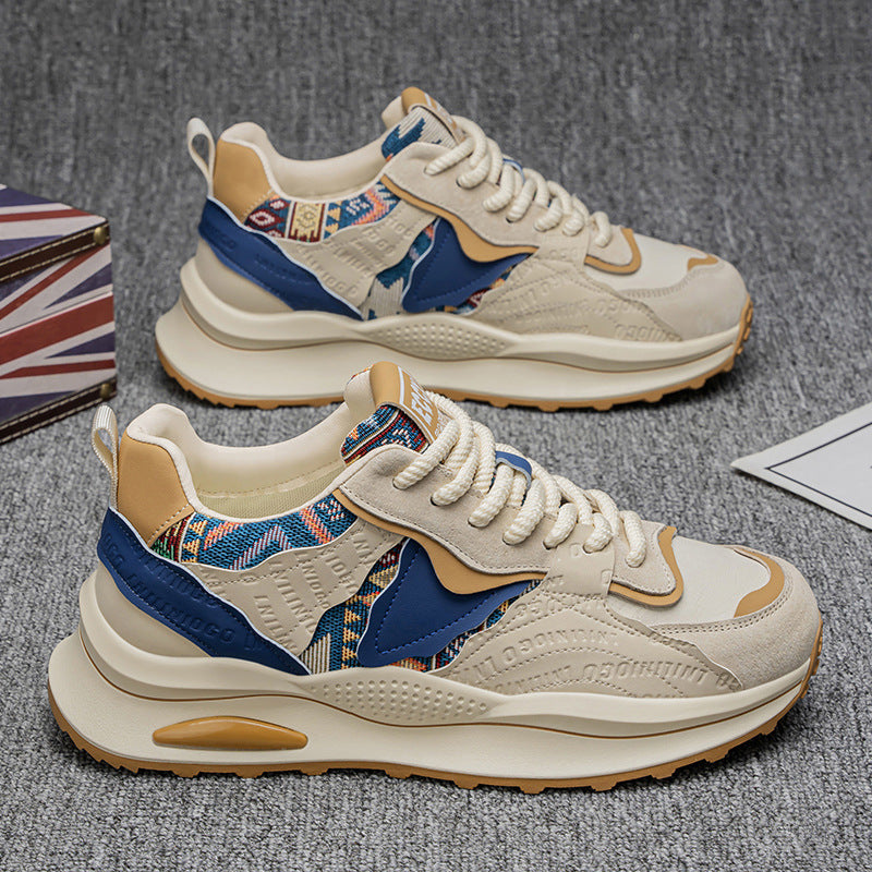 Baskets homme à semelle intérieure matelassée, trois coloris, beige et bleu