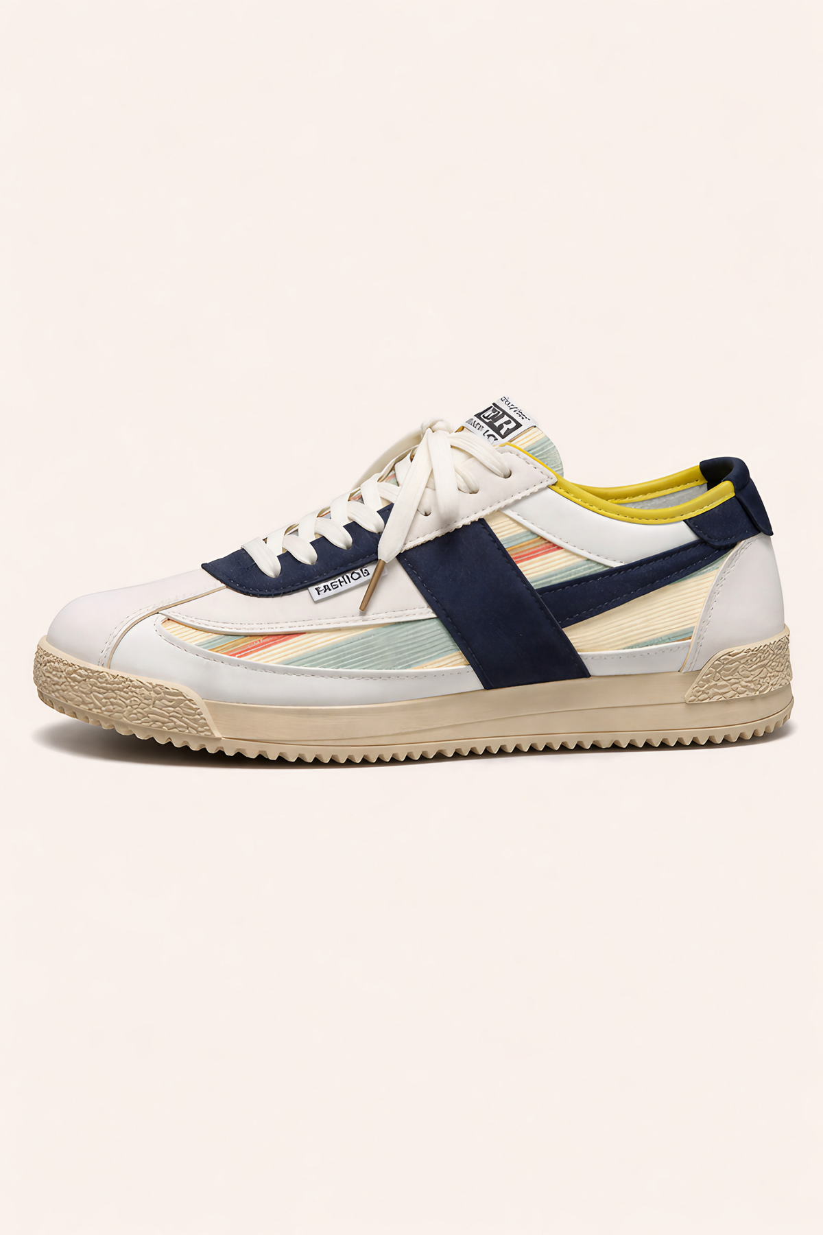Baskets homme bicolores beige et bleu ou beige et vert