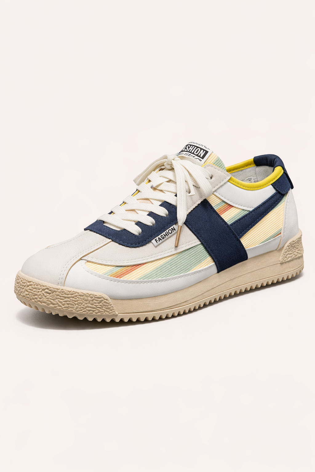 Baskets homme bicolores beige et bleu ou beige et vert