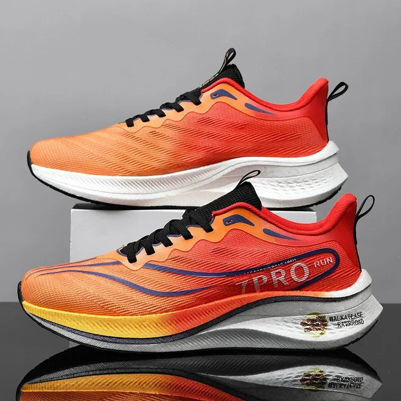 Baskets de running mixtes légères, tige aérée, semelle amortie, rouge