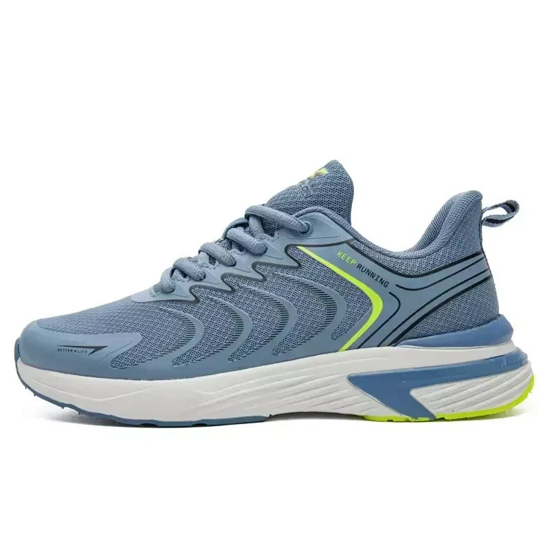 Baskets de running homme en maille, semelle en caoutchouc, bleu