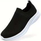Baskets de marche homme sans lacets, tige en maille, noir et blanc