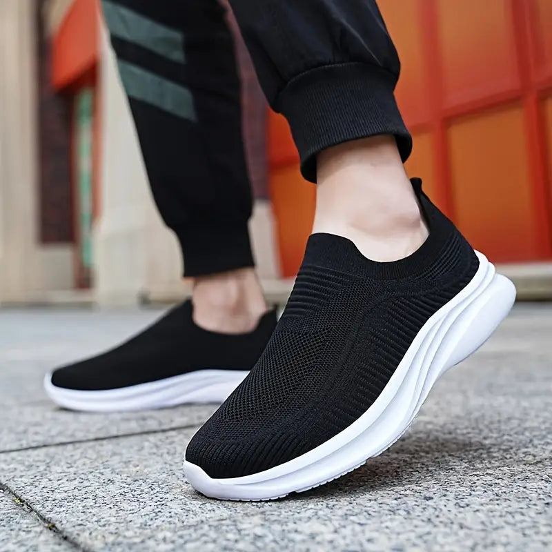 Baskets de marche homme sans lacets, tige en maille