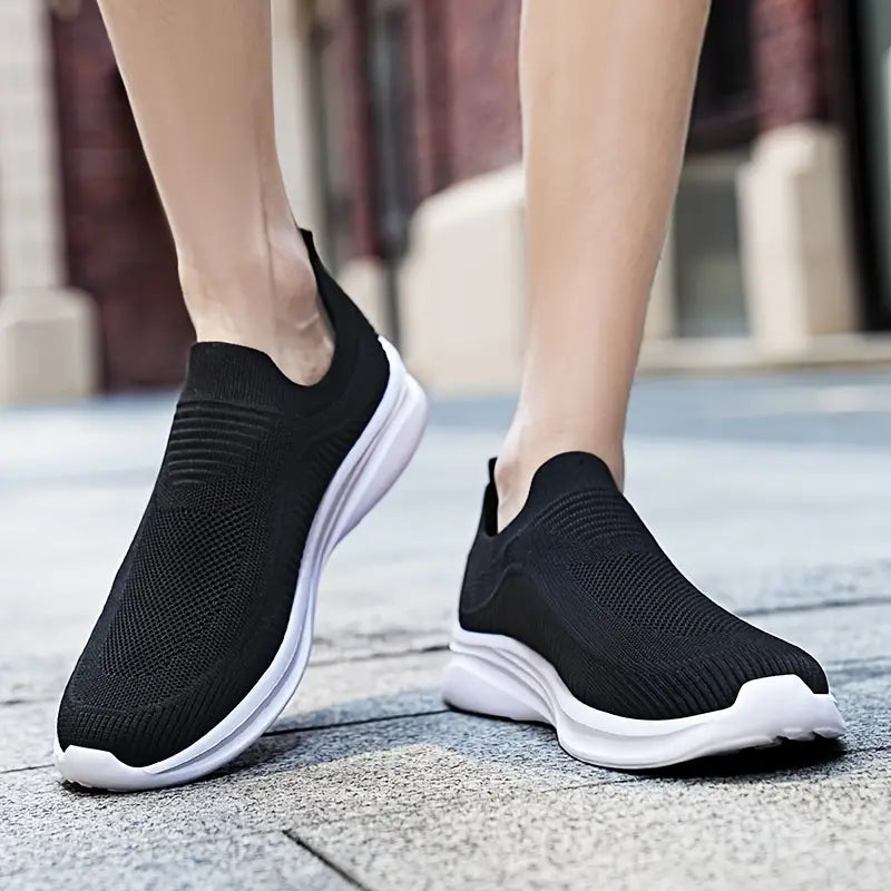 Baskets de marche homme sans lacets, tige en maille