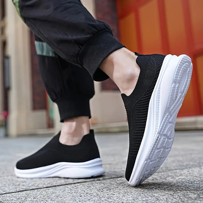 Baskets de marche homme sans lacets, tige en maille