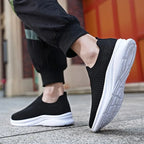 Baskets de marche homme sans lacets, tige en maille