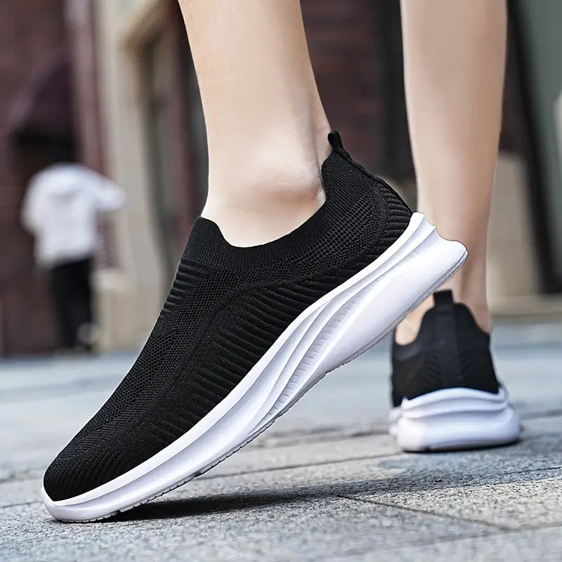 Baskets de marche homme sans lacets, tige en maille