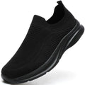 Baskets de marche homme sans lacets, tige en maille, noir