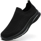 Baskets de marche homme sans lacets, tige en maille, noir