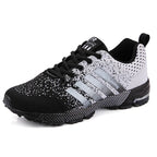 Chaussures de running mixtes en maille, semelle en caoutchouc, noir et blanc