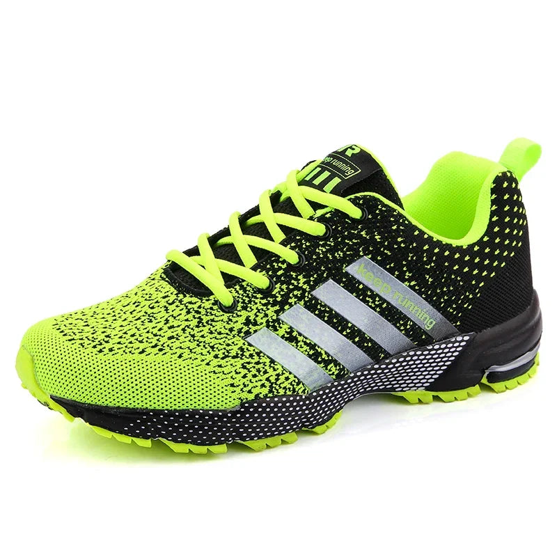 Chaussures de running mixtes en maille, semelle en caoutchouc, vert