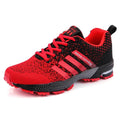 Chaussures de running mixtes en maille, semelle en caoutchouc, rouge