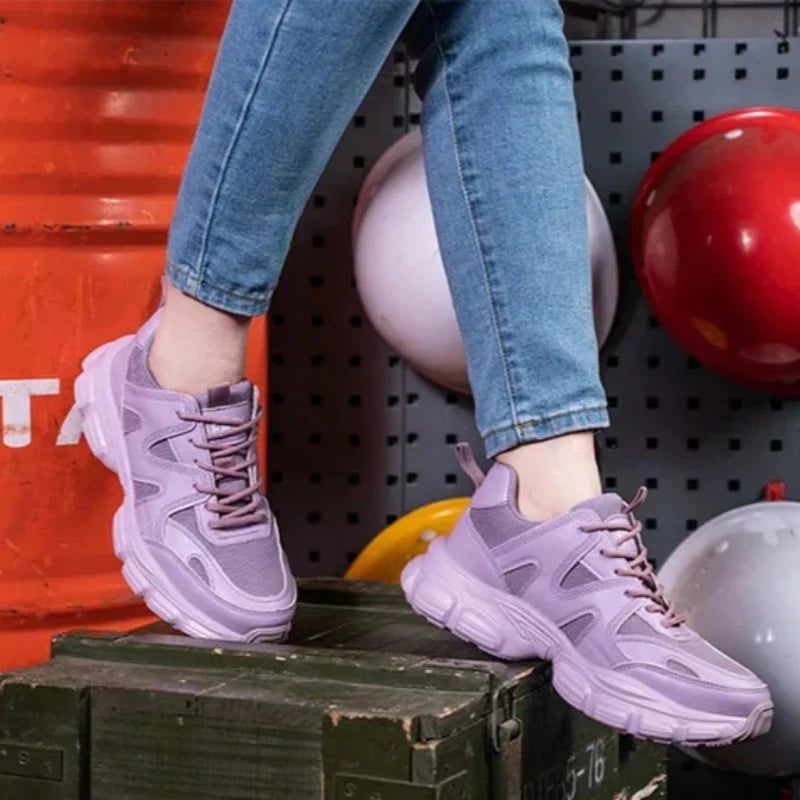 Baskets de sécurité à plateforme, embout acier, violet ou noir