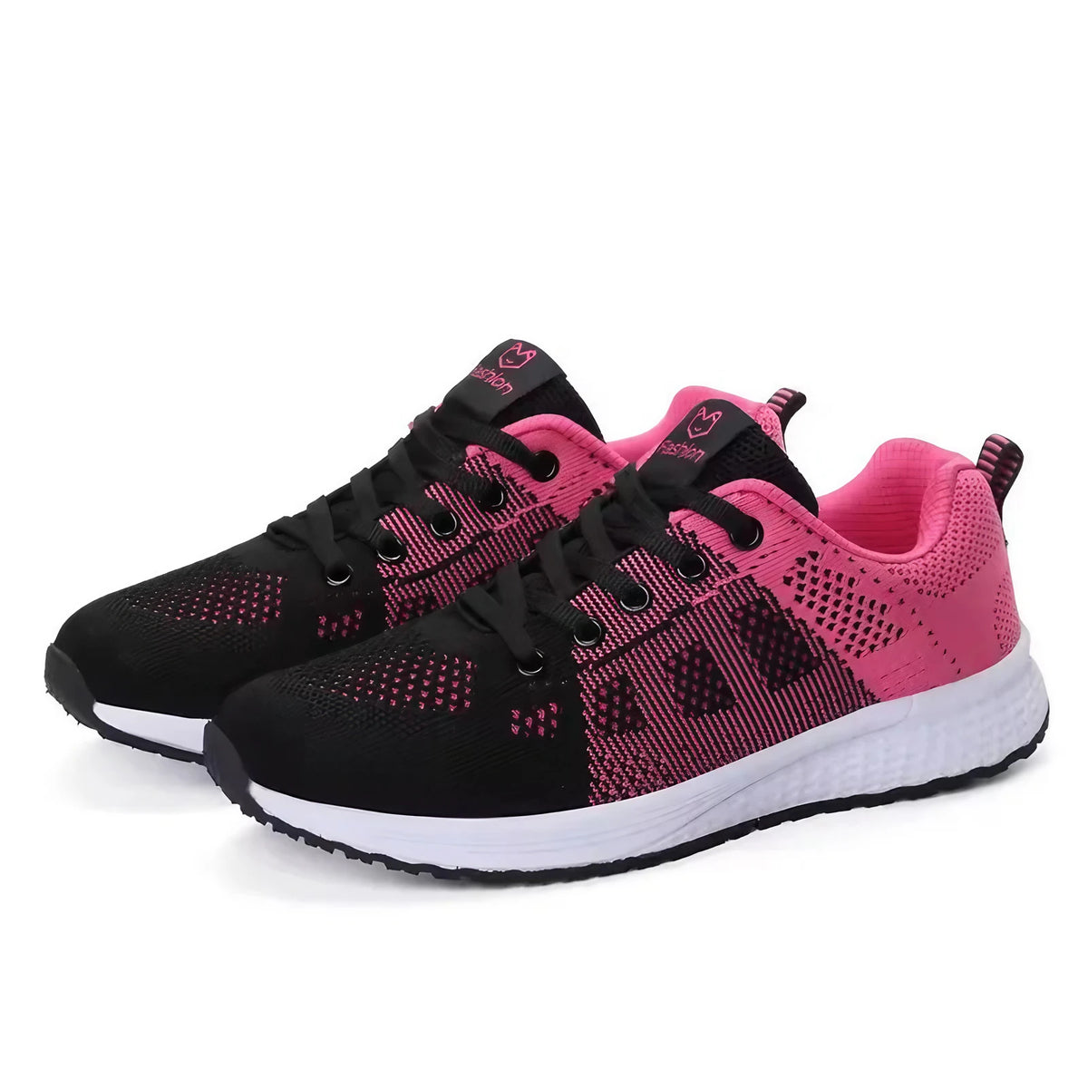 Baskets de sport légères en maille, semelle EVA, du 36 au 42, rose et noir