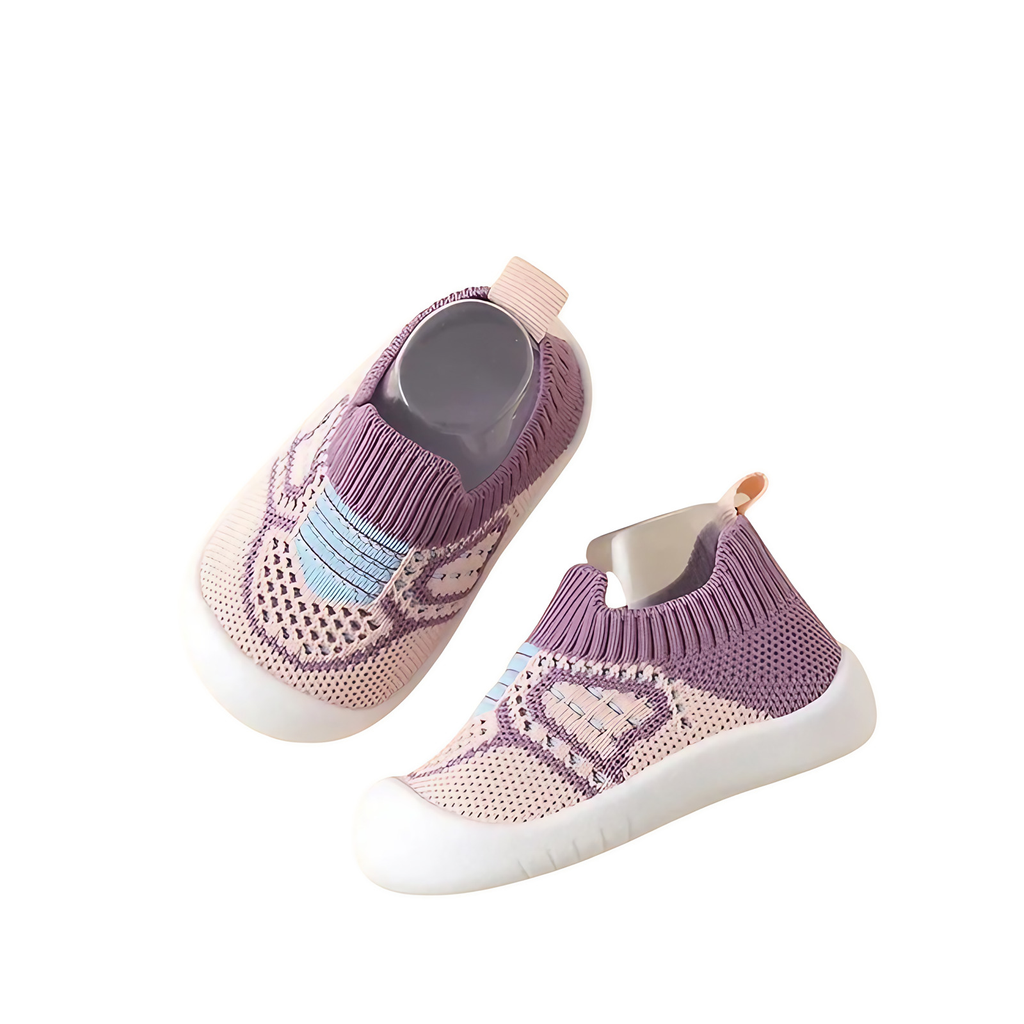 Baskets bébé et enfant, semelle antidérapante, embout protégé, violet