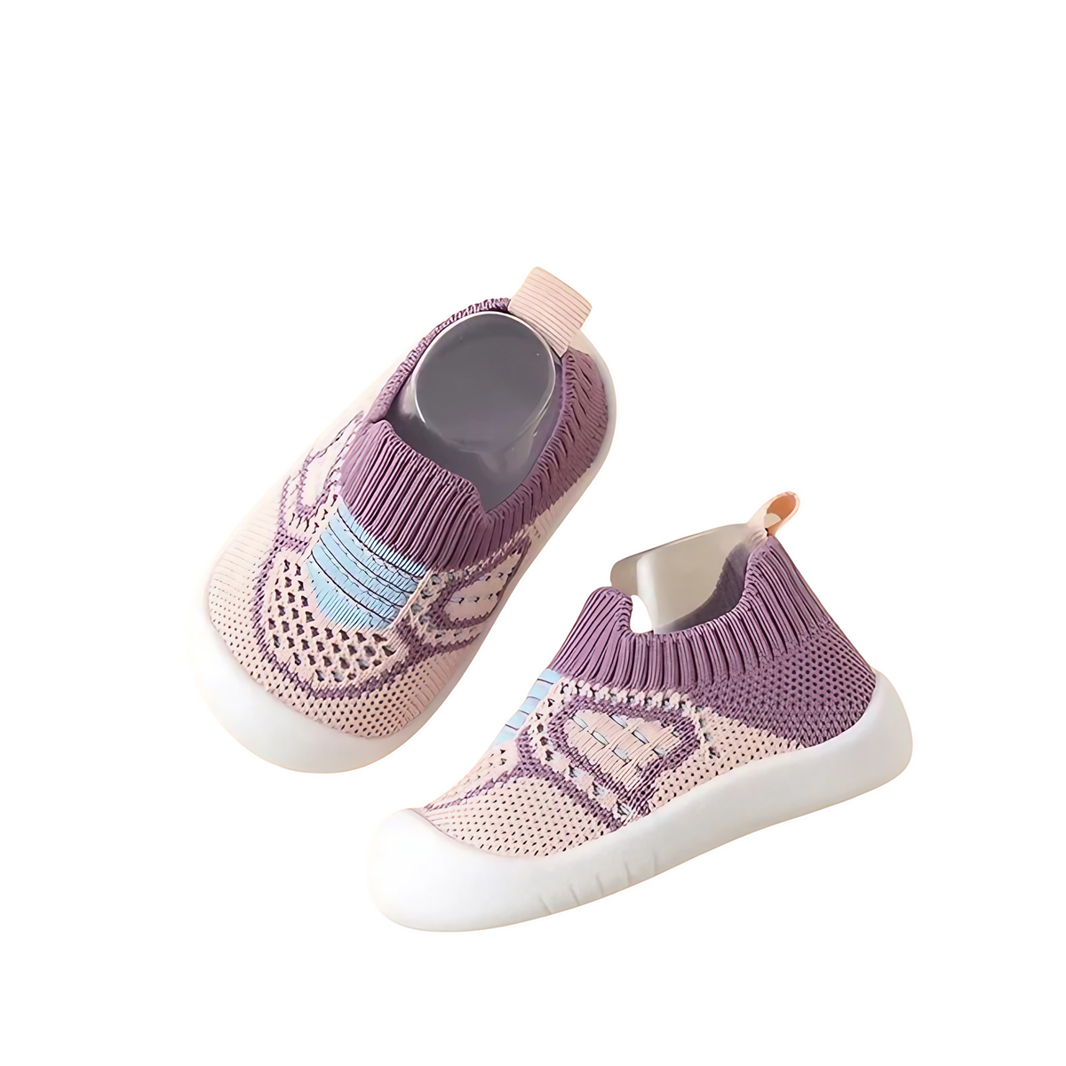 Baskets bébé et enfant, semelle antidérapante, embout protégé, violet