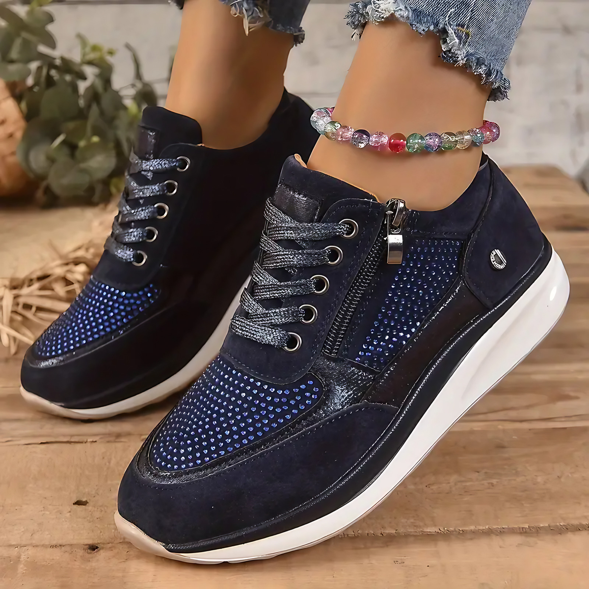 Baskets femme à semelle ergonomique, pour l'automne, quatre coloris, bleu