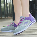 Baskets femme en maille respirante, à lacets, quatre coloris, violet