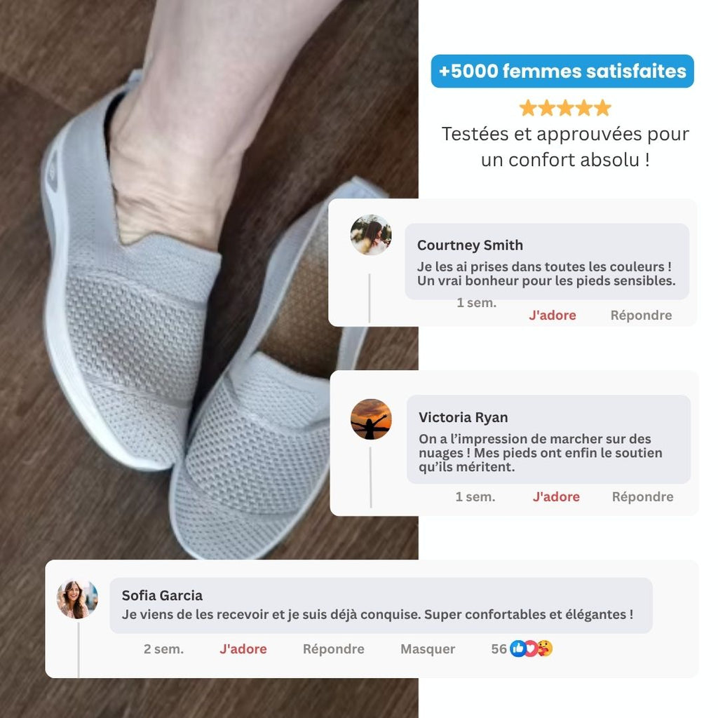 Baskets orthopédiques femme, semelle amortissante, cinq coloris