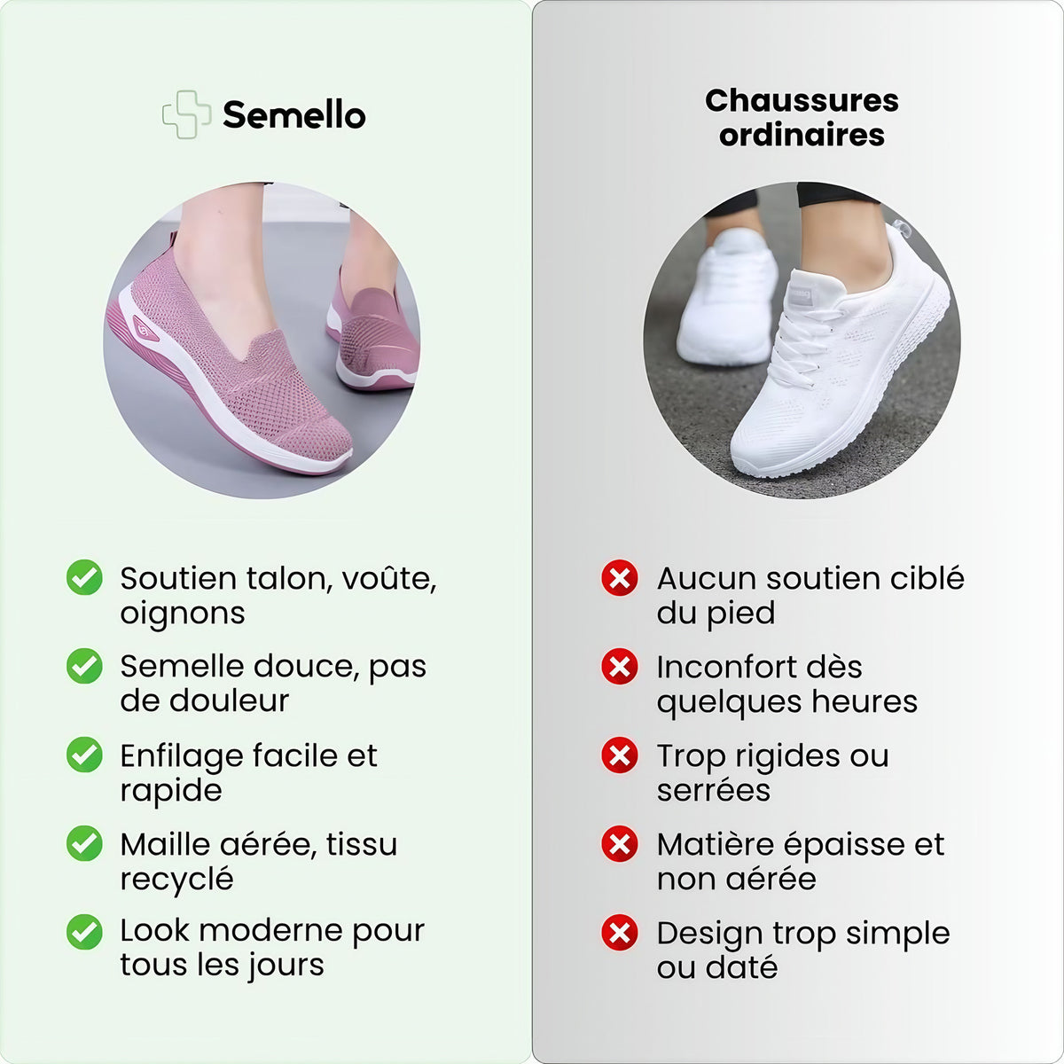 Baskets orthopédiques femme, semelle amortissante, cinq coloris