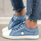 Baskets basses femme à lacets, semelle rembourrée, tons bleus, bleu ciel plein