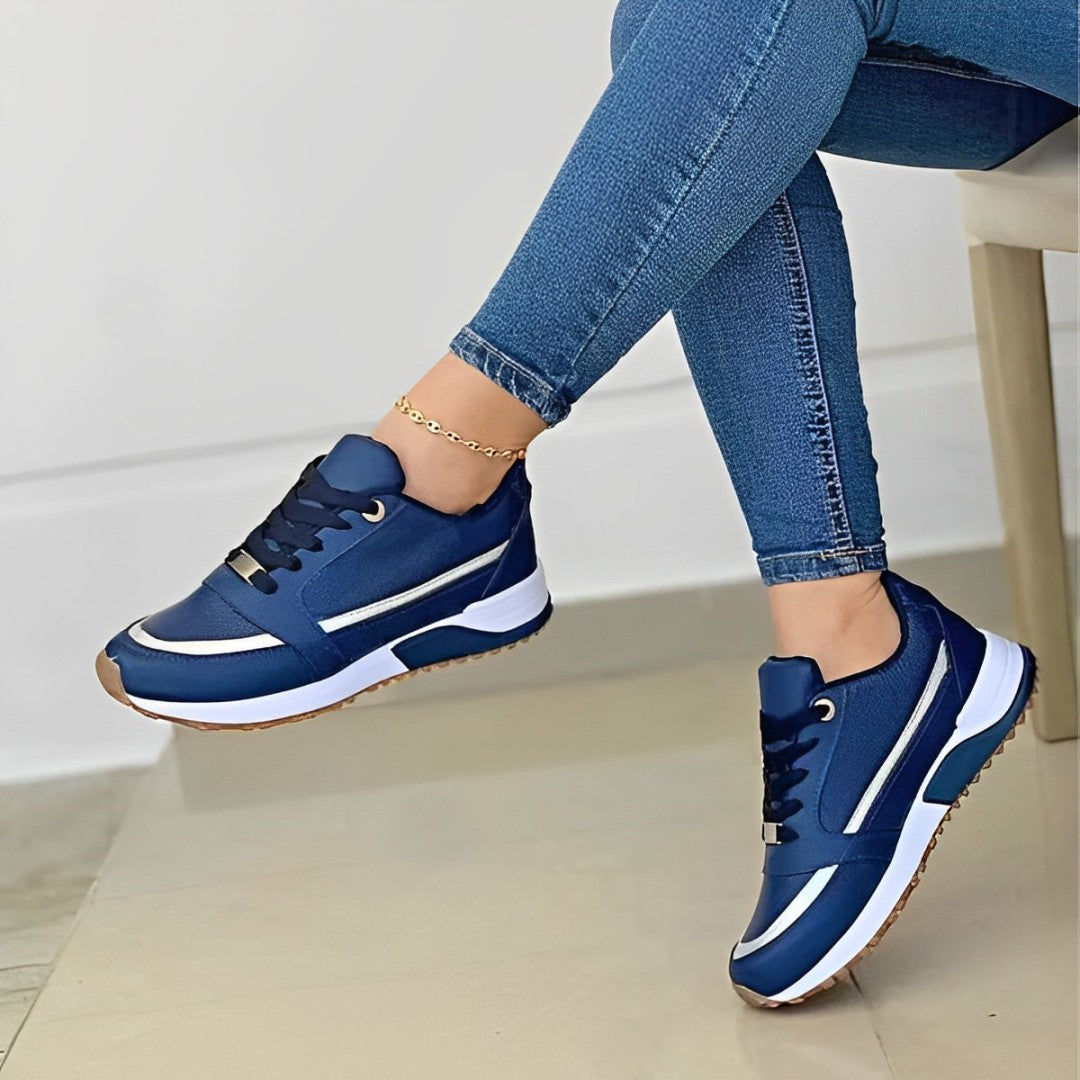 Baskets orthopédiques femme, semelle intérieure amortissante, bleu