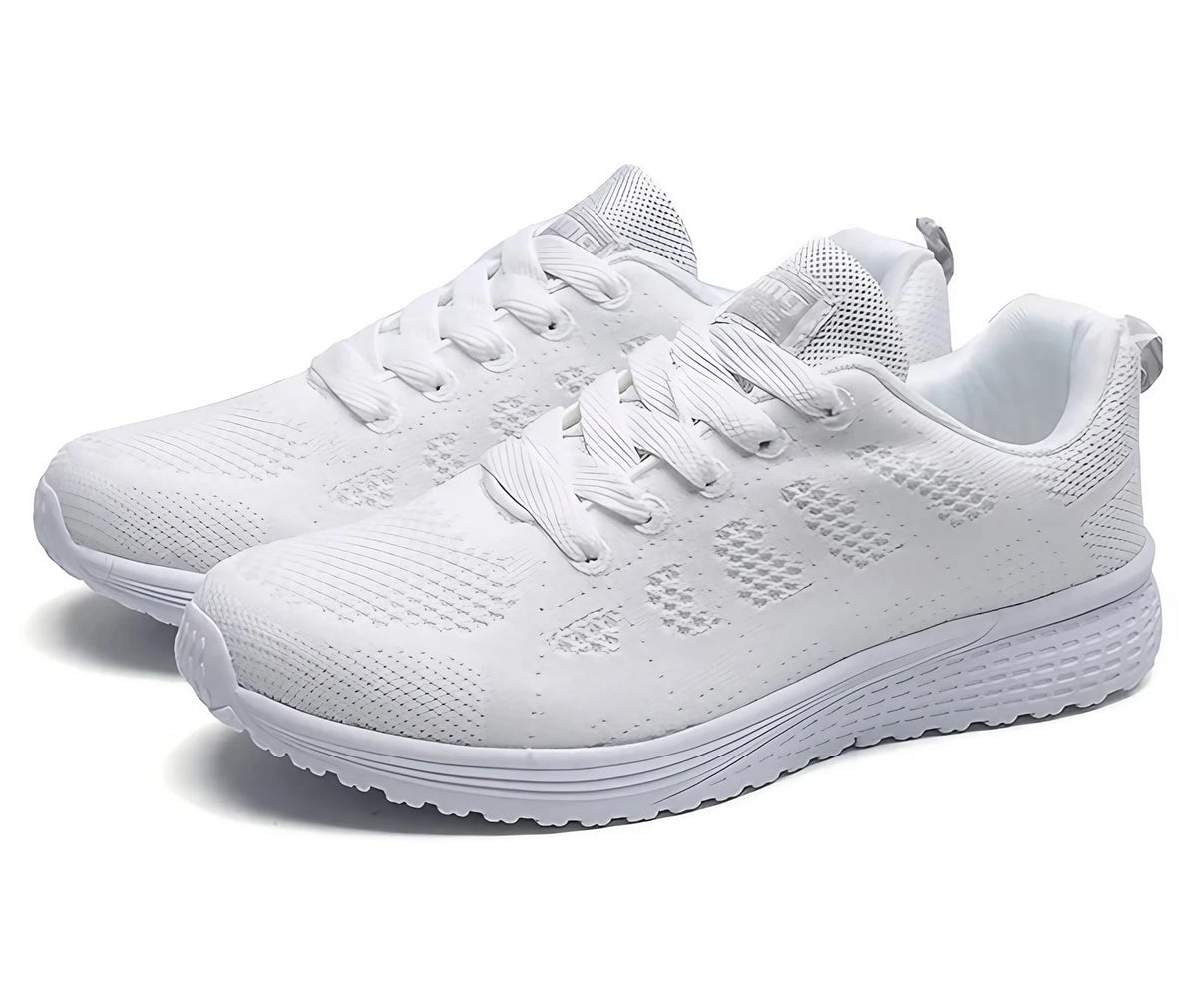 Baskets femme légères à empiècements mesh, quatre coloris, blanc
