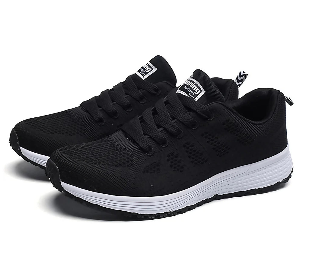 Baskets femme légères à empiècements mesh, quatre coloris, noir