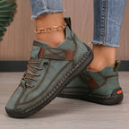 Baskets femme à lacets, semelle souple, six coloris, vert militaire