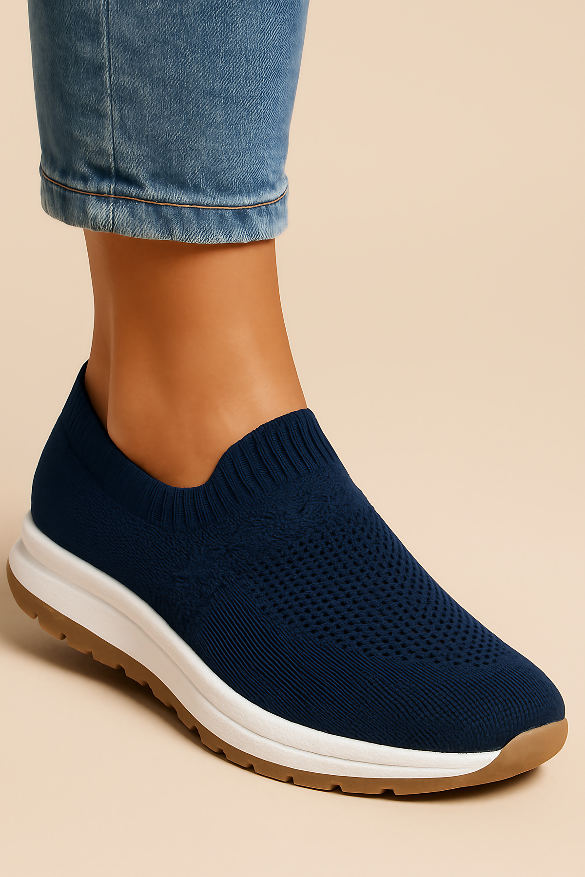 Baskets sans lacets femme, semelle antidérapante, quatre coloris, bleu marine