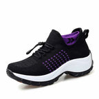 Baskets femme en maille, semelle intérieure à mémoire de forme, noir et violet