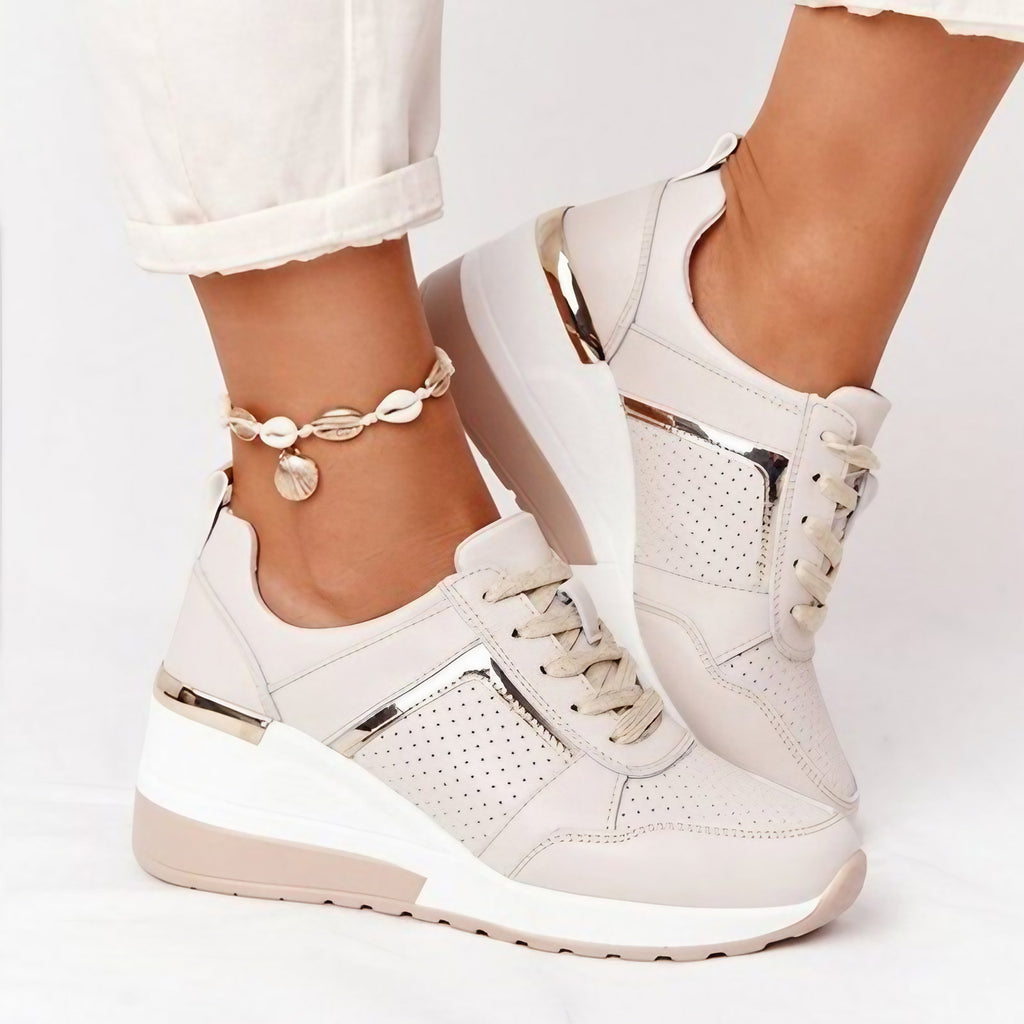 Baskets femme rembourrées, silhouette épurée, cinq coloris, beige
