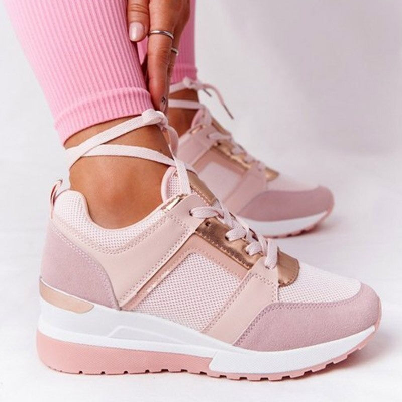Baskets femme rembourrées, silhouette épurée, cinq coloris, rose