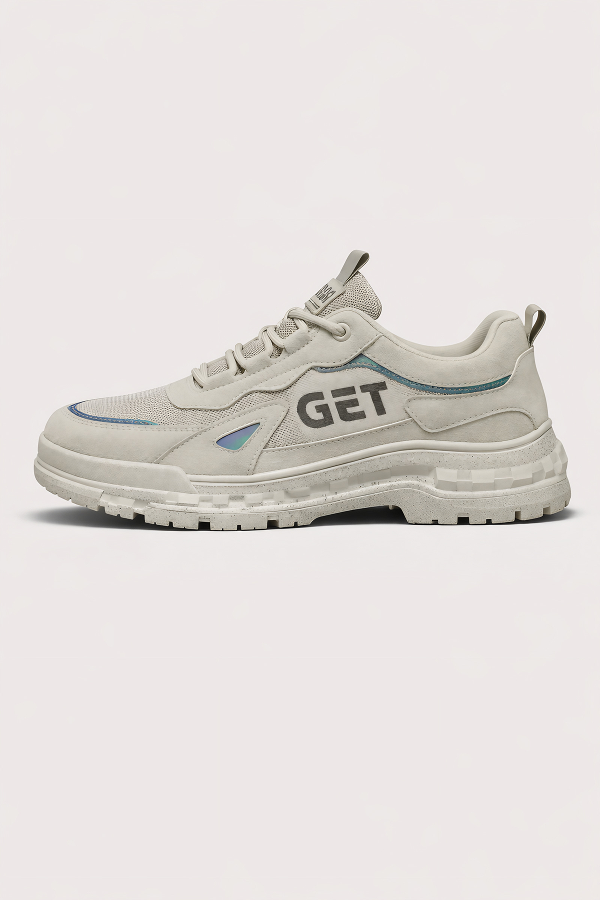 Baskets plateforme homme à lacets, semelle épaisse, du 39 au 44, beige