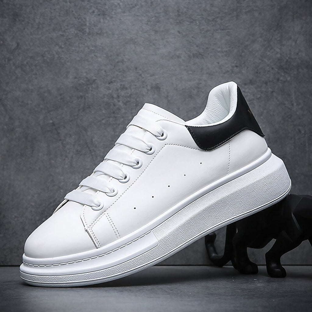 Baskets homme à semelle épaisse, blanc ou noir et blanc, noir et blanc
