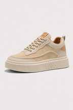 Baskets homme minimalistes à semelle large, beige ou noir