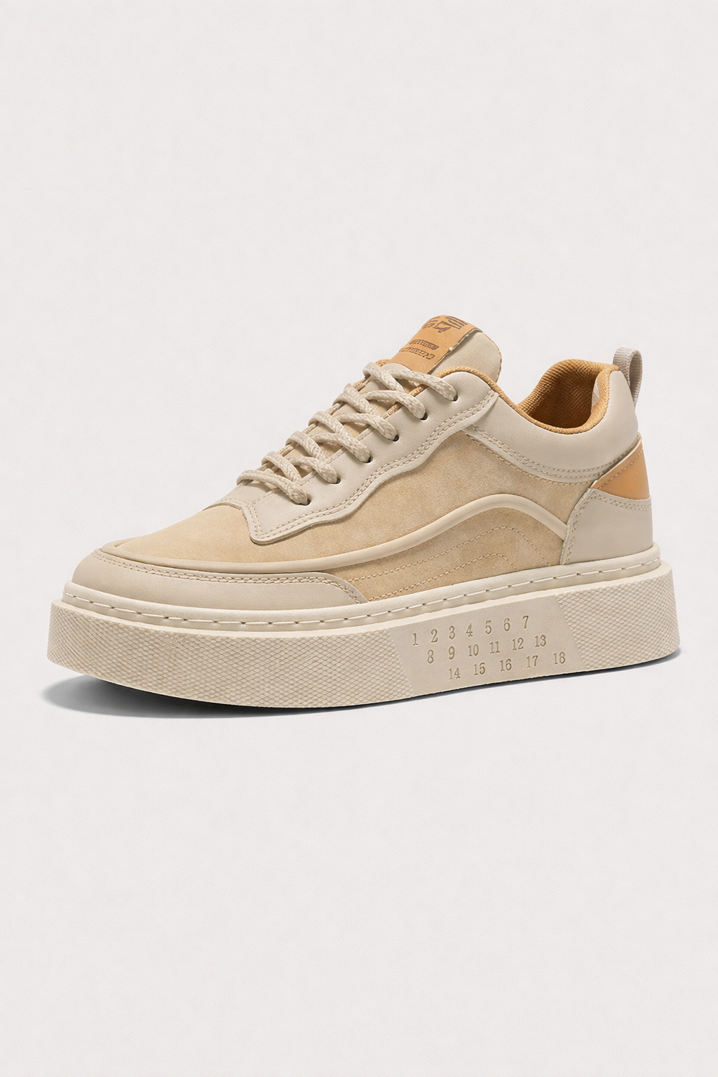 Baskets homme minimalistes à semelle large, beige ou noir