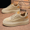 Baskets homme minimalistes à semelle large, beige ou noir, beige