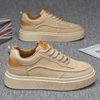 Baskets homme minimalistes à semelle large, beige ou noir