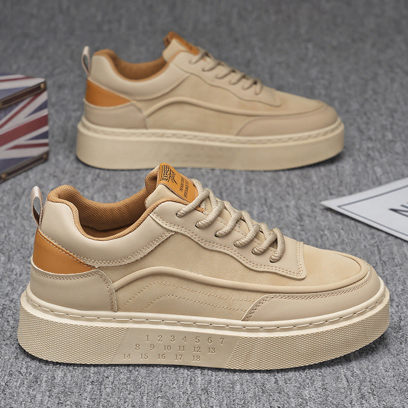 Baskets homme minimalistes à semelle large, beige ou noir
