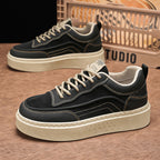 Baskets homme minimalistes à semelle large, beige ou noir, noir