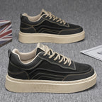 Baskets homme minimalistes à semelle large, beige ou noir
