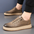 Baskets homme basses à lacets, talon renforcé, semelle épaisse