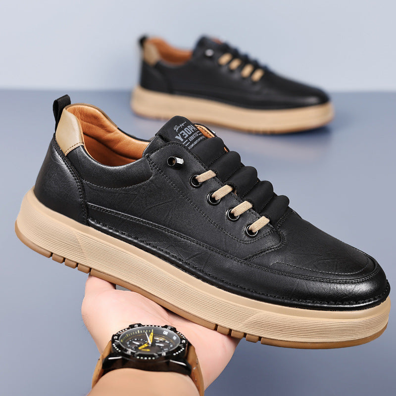 Baskets homme basses à lacets, talon renforcé, semelle épaisse