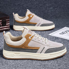 Baskets homme multicolores à empiècements, pointe renforcée, beige