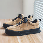 Baskets homme à perforations décoratives, semelle robuste, beige