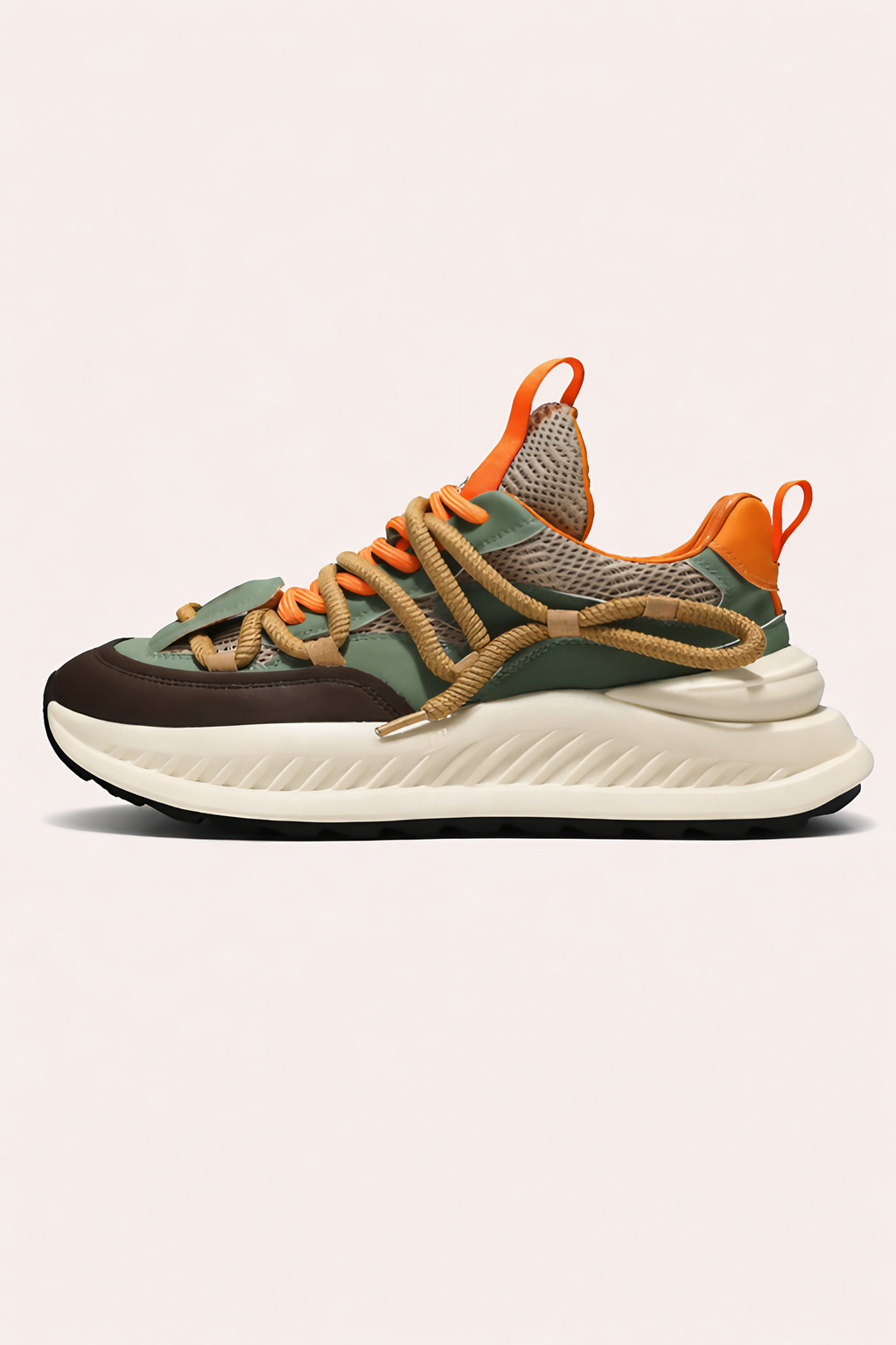 Baskets homme à semelle haute, vert ou blanc, du 39 au 44